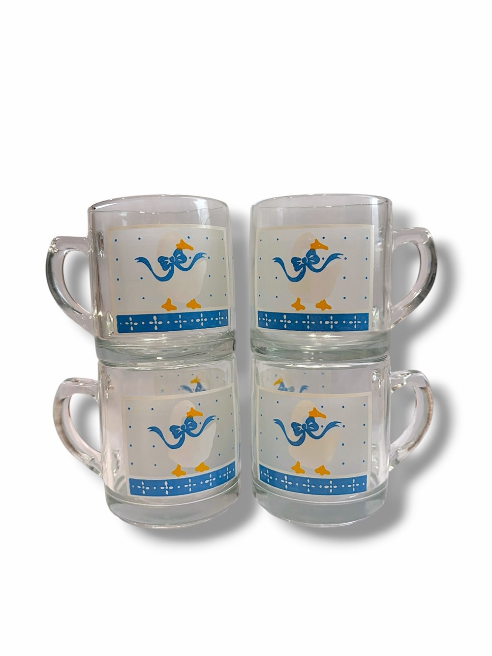 SOLD - Set of 4 Country Goose Themed Glass Mugs - Picture 4 of 8